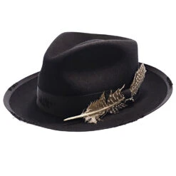 Whippet Distressed - Stetson Fur Felt Fedora Hat -Hat Shop h tf65wib blk 1a