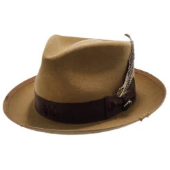 Whippet Distressed - Stetson Fur Felt Fedora Hat -Hat Shop h tf65wib tawny 2a