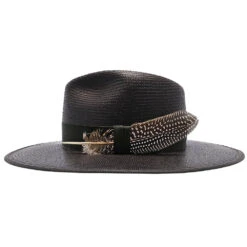 Tri-City - Stetson Shantung Straw Fedora Hat 30 Tri-City - Stetson Shantung Straw Fedora Hat -Hat Shop h tstctyb blk 3a