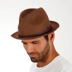 Driftwood - Walrus Hats Brown Paper Braid Straw Fedora Hat -Hat Shop h4006 brn 1