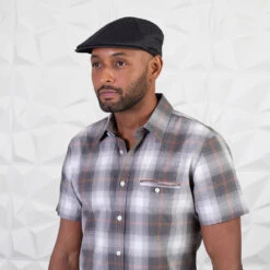 Walrus Hats Luxe Check Duckbill Wool Flat Cap -Hat Shop h6023