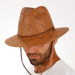 Grand Turk - Scala 100% Raffia Straw Fedora Hat -Hat Shop hsdsmr212 brn 1