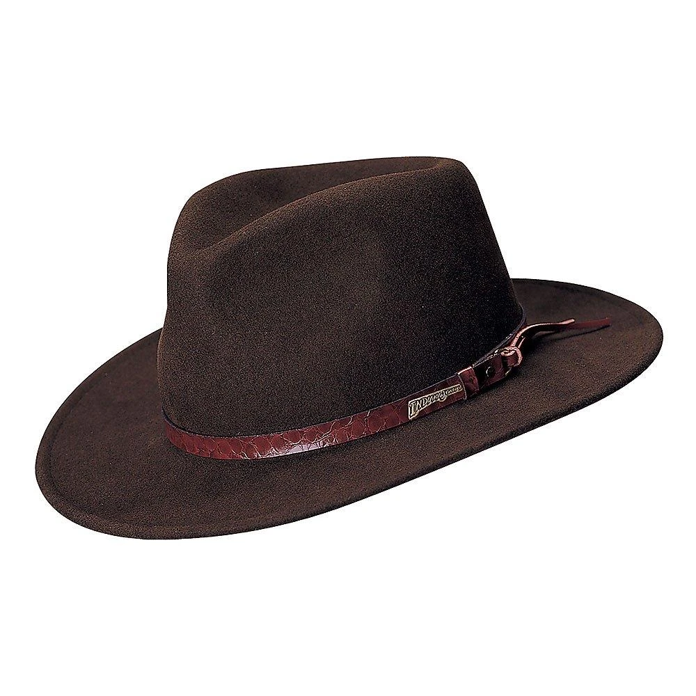 Authentic Brown Wool Felt Indiana Jones Crushable Outback Hat - 555 2 Authentic Brown Wool Felt Indiana Jones Crushable Outback Hat - 555 - Image 2