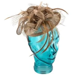 Jeanne Simmons Feather Taupe Sinamay Fascinator Hat -Hat Shop jeanne simmons fascinator feather jeanne simmons taupe sinamay fascinator hat 4396 hat 16524278136972