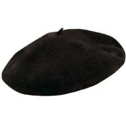 Scala Basque France Black Wool French Beret Hat - 10"- Made In France