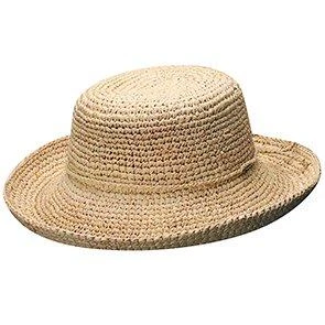 La Petite - Scala L551P Petite Natural Crocheted Raffia Wide Brim Hat 1 La Petite - Scala L551P Petite Natural Crocheted Raffia Wide Brim Hat