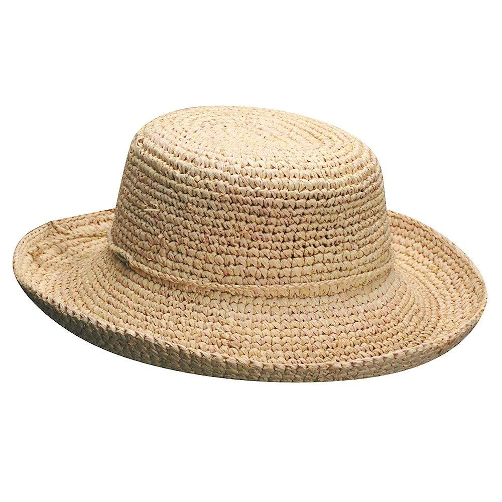 La Petite - Scala L551P Petite Natural Crocheted Raffia Wide Brim Hat 2 La Petite - Scala L551P Petite Natural Crocheted Raffia Wide Brim Hat - Image 2