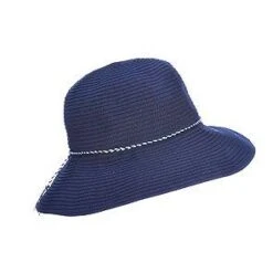 Scala La Vita White Ribbon Cotton Bucket Hat -Hat Shop scala bucket navy one size fits most la vita scala lc754 white ribbon bucket hat hat 16556540625036