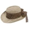 Scala Sojourner Natural Twisted Seagrass Straw W/ Animal Print Scarf Gambler Hat