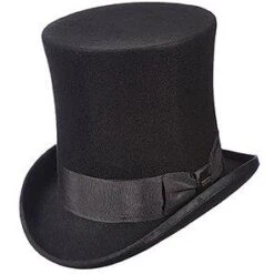 Abe - Scala WF571 Black Wool Felt Top Hat - 8" Tall