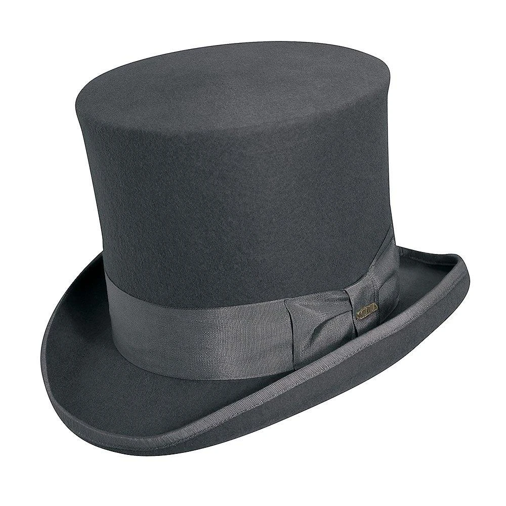 The Topper - Scala WF567 Grey Wool Felt Top Hat - 7" Tall 3 The Topper - Scala WF567 Grey Wool Felt Top Hat - 7" Tall - Image 3