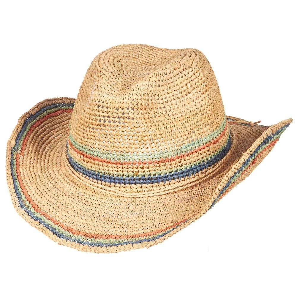Scala LR679OS Light Colored Crocheted Raffia Straw Western Hat 3 Scala LR679OS Light Colored Crocheted Raffia Straw Western Hat - Image 3