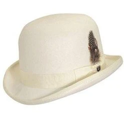 Bordeaux - Stacy Adams SAW506 Ivory Wool Felt Derby Hat -Hat Shop stacy adams bowler ivory large bordeaux stacy adams saw506 ivory wool felt derby hat hat 16556516835468