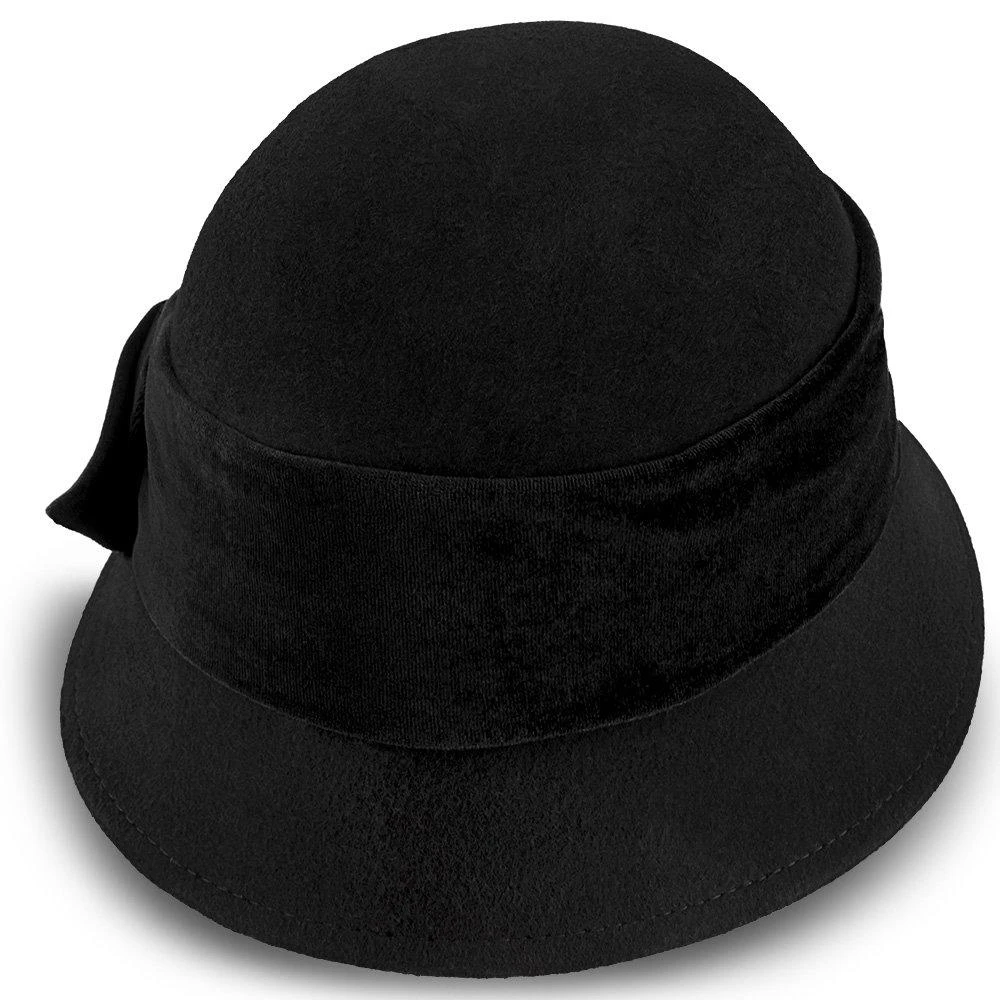 Starling - Walrus Hats Black Wool Felt Cloche Hat - H7017 2 Starling - Walrus Hats Black Wool Felt Cloche Hat - H7017 - Image 2