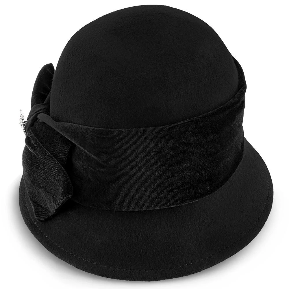 Starling - Walrus Hats Black Wool Felt Cloche Hat - H7017 3 Starling - Walrus Hats Black Wool Felt Cloche Hat - H7017 - Image 3