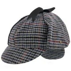 Fox & Hound - Walrus Hats Multi-colored Wool Blend Checkered Sherlock Holmes Deerstalker Hat