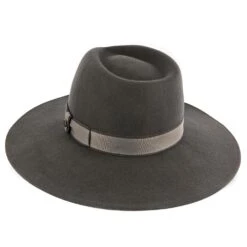 Stingray - Walrus Hats Grey Wide Brim Wool Felt Fedora Hat -Hat Shop walrus hats wide brim grey one size fits most stingray walrus hats grey wide brim wool felt fedora hat hat 16708880892044